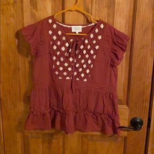 Bohme Medium Rust Ruffle Top